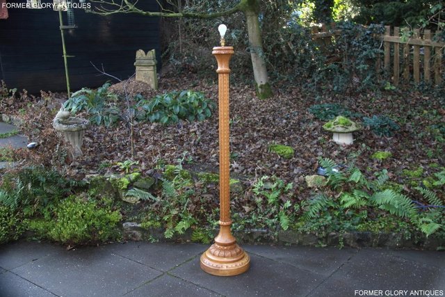 Image 3 of NIGEL RUPERT GRIFFITHS SOLID CARVED OAK STANDARD CHAIR LAMP