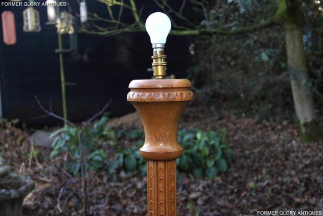 Image 6 of NIGEL RUPERT GRIFFITHS SOLID CARVED OAK STANDARD CHAIR LAMP