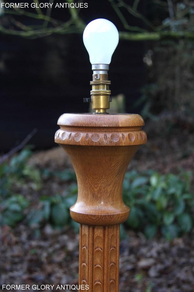Image 35 of NIGEL RUPERT GRIFFITHS SOLID CARVED OAK STANDARD CHAIR LAMP