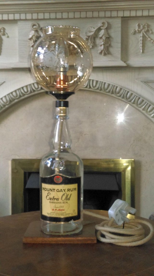 Preview of the first image of Mount Gay Rum Extra Old Bottle Lamp Unique.