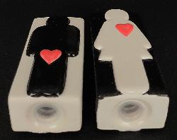 Image 3 of Quirky Black & White Man & Woman Salt & Pepper Shakers/Pots