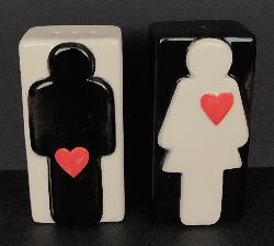 Image 4 of Quirky Black & White Man & Woman Salt & Pepper Shakers/Pots
