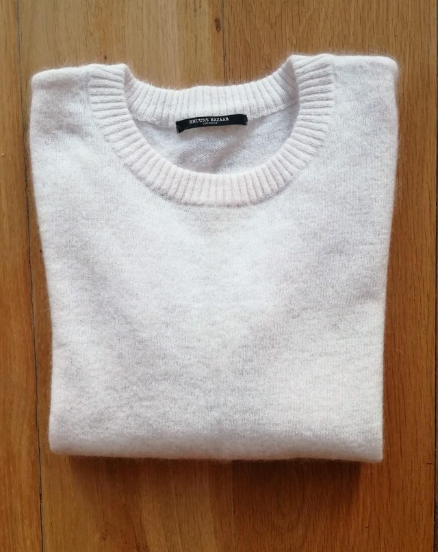 Preview of the first image of BRUUMS BAZAAR Designer Wool Angora Jumper Pale Pink.