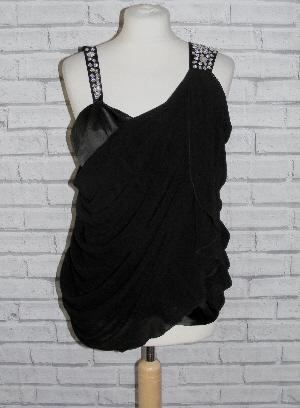 Preview of the first image of Lovely Sheer Black Evening Top By Lipsy - Size 8.  B13.