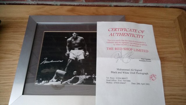 Image 3 of Muhammad Ali Signed Picture and Henry Cooper Signed Glove