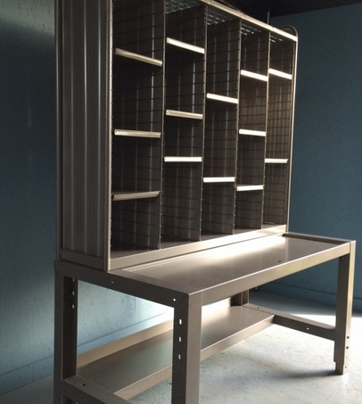 Preview of the first image of Original 1940-50s French Post Office metal sorting desk.