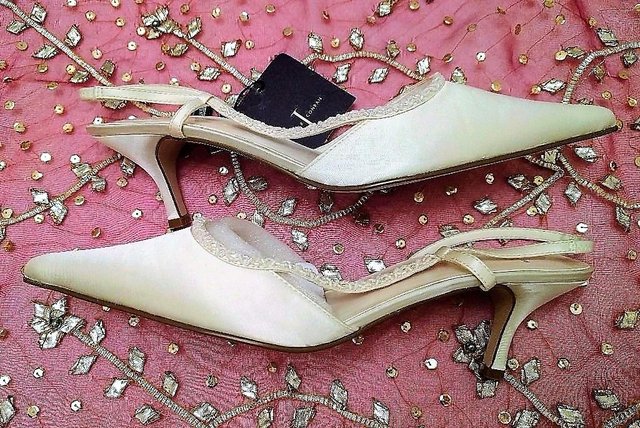 Preview of the first image of BRIDE JASPER CONRAN Bridal Shoes Satin Bead WEDDING.
