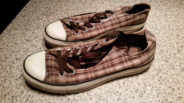 Image 2 of Converse low rise tartan fabric shoes - Size 6