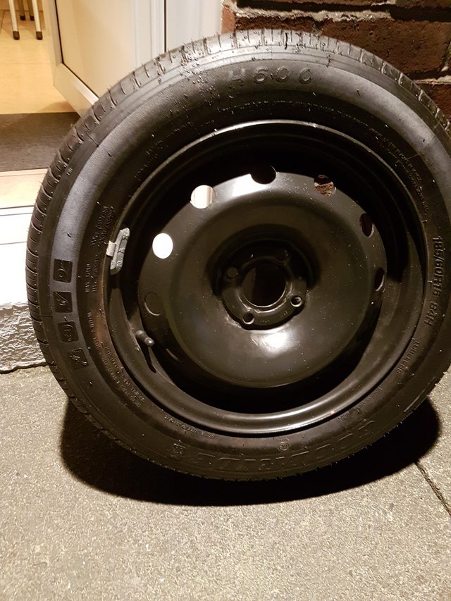 Preview of the first image of Spare wheel and new tyre.