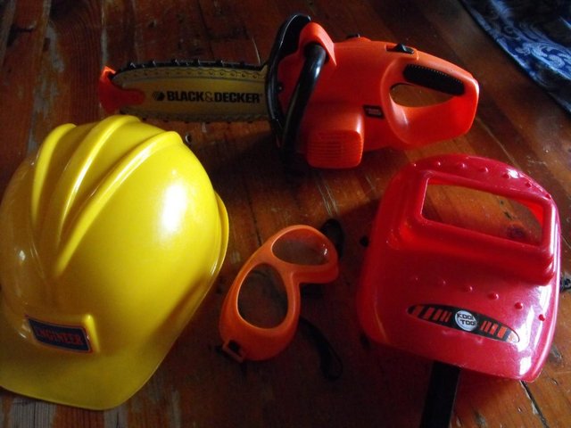 Image 3 of TOY TOOLS - CHAINSAW / GOGGLES / WELDING MASK / HARD HAT