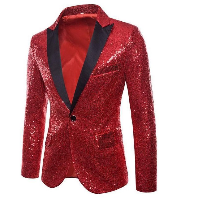 Preview of the first image of Men Red Glitter V-neck Blazer (Incl P&P).