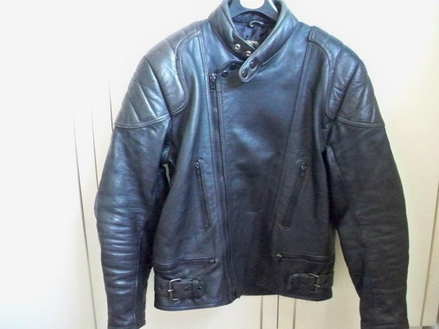 Preview of the first image of Genuine Leather Jacket Black padded.