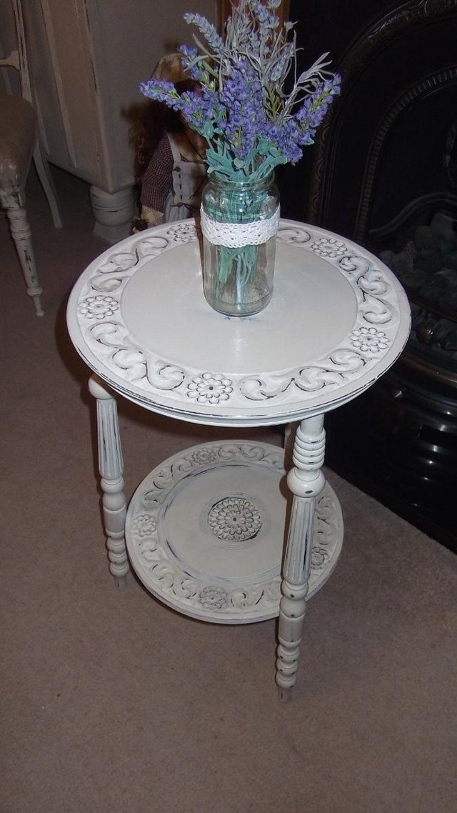 Image 2 of Plant stand. Ornately carved wood. Shabby chic. Country crea