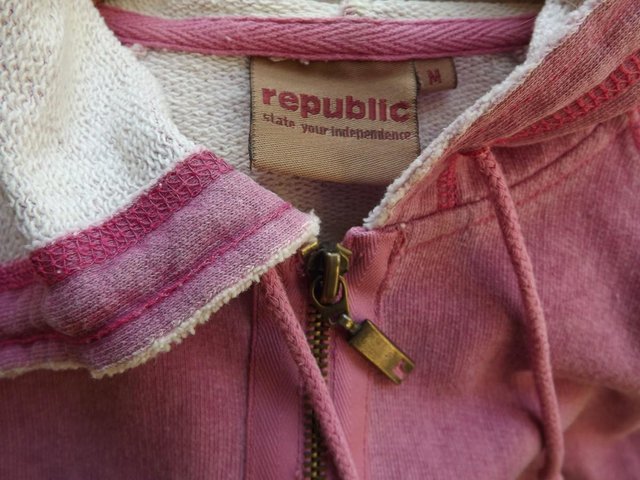 Image 2 of Republic long sleeved pink hooded zip top