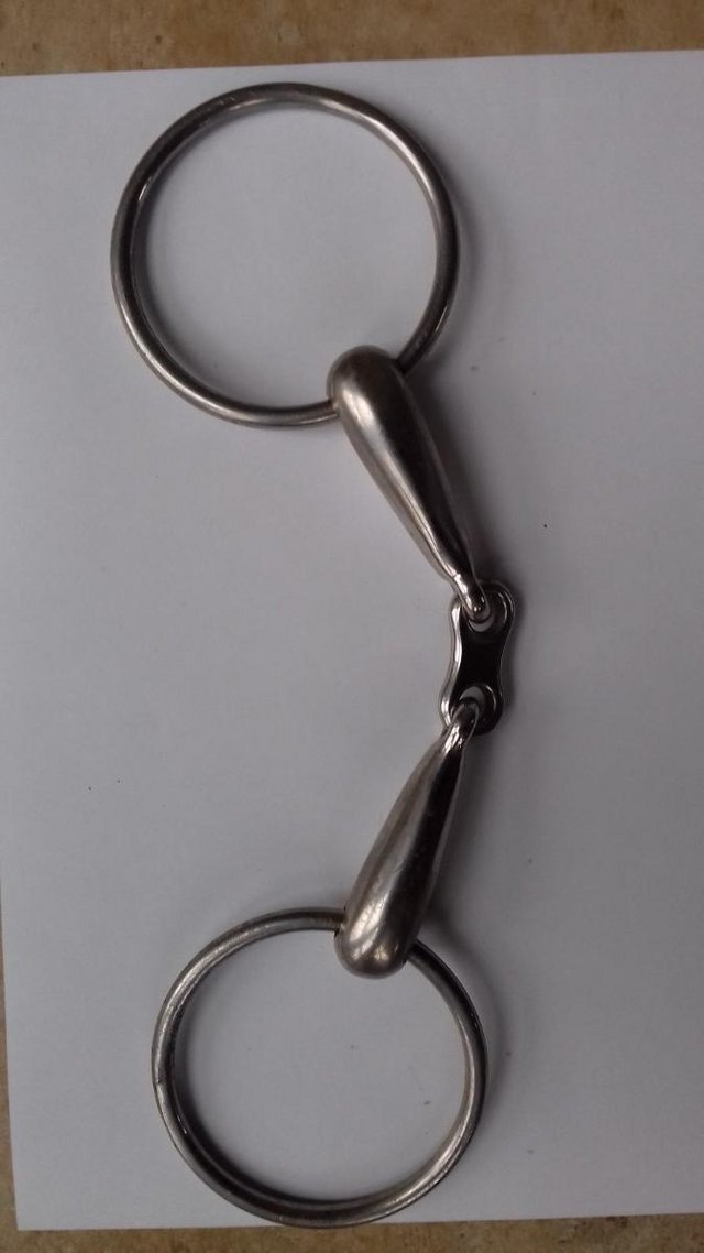 Preview of the first image of Snaffle Hollow Mouth Bit Loose Ring 80mm French Link 5.5ins.
