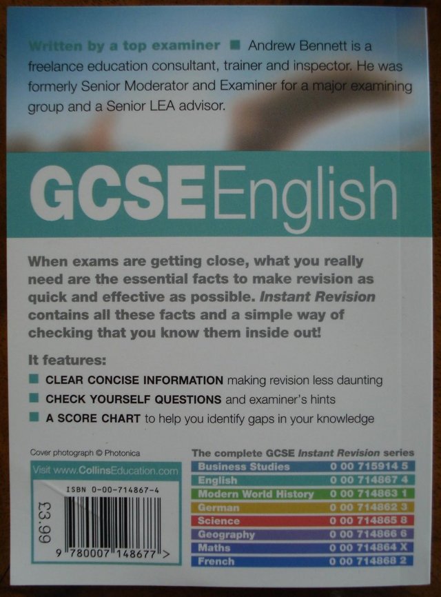 Image 3 of NEW COLLINS GCSE ENGLISH INSTANT REVISION GUIDE POCKET SIZE