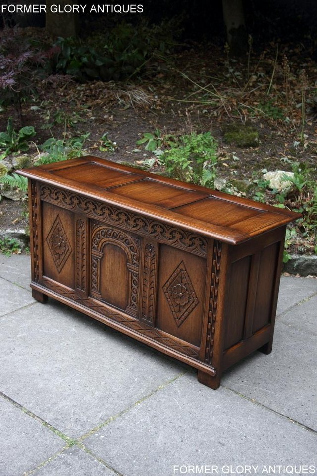 Image 4 of TITCHMARSH & GOODWIN STYLE OAK BLANKET CHEST TOY BOX COFFER