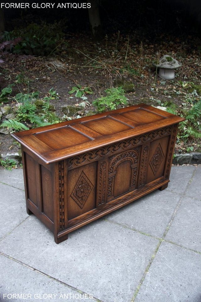 Image 9 of TITCHMARSH & GOODWIN STYLE OAK BLANKET CHEST TOY BOX COFFER
