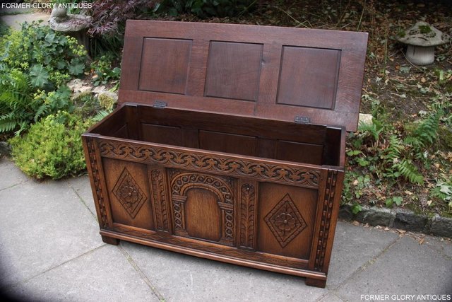 Image 11 of TITCHMARSH & GOODWIN STYLE OAK BLANKET CHEST TOY BOX COFFER