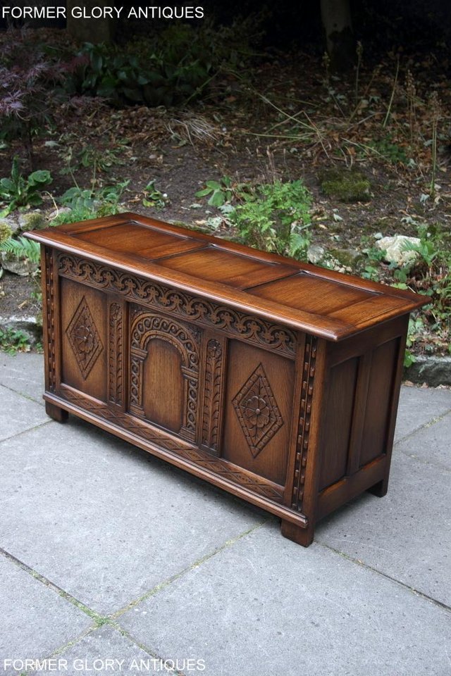 Image 18 of TITCHMARSH & GOODWIN STYLE OAK BLANKET CHEST TOY BOX COFFER