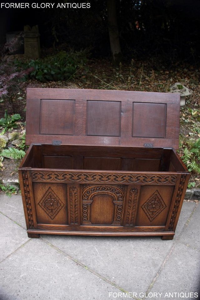 Image 63 of TITCHMARSH & GOODWIN STYLE OAK BLANKET CHEST TOY BOX COFFER
