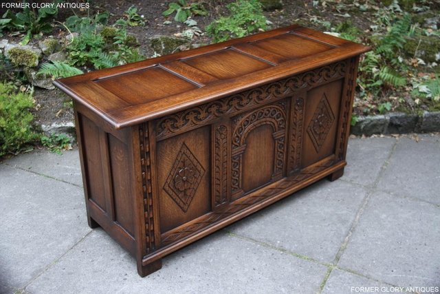 Image 66 of TITCHMARSH & GOODWIN STYLE OAK BLANKET CHEST TOY BOX COFFER