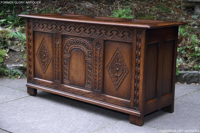 Image 78 of TITCHMARSH & GOODWIN STYLE OAK BLANKET CHEST TOY BOX COFFER