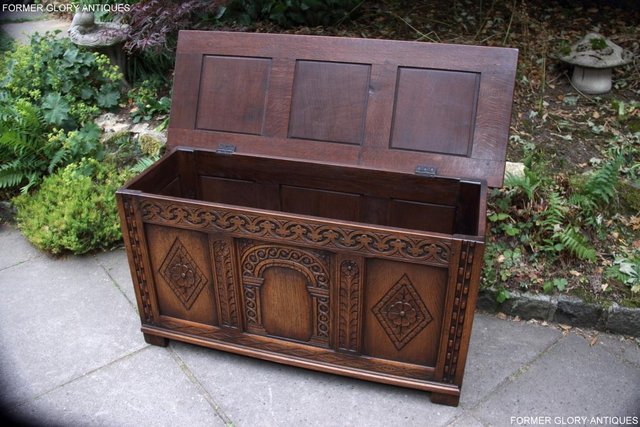 Image 92 of TITCHMARSH & GOODWIN STYLE OAK BLANKET CHEST TOY BOX COFFER