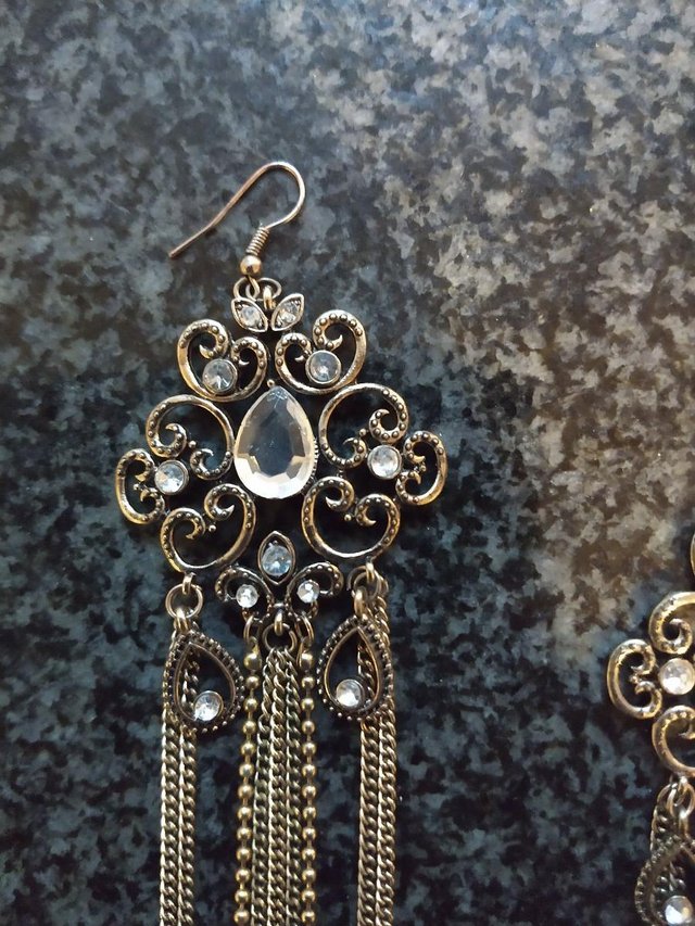 Image 2 of Long dangle chain earrings