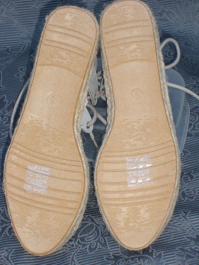 Image 5 of ASOS Light Grey Lace-Up Espadrille Shoes - Size 5/38 NEW!
