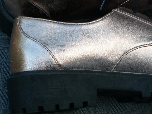 Image 4 of H&M DIVIDED Metallic Rose Gold Platform Shoes Size 5/38 NEW!