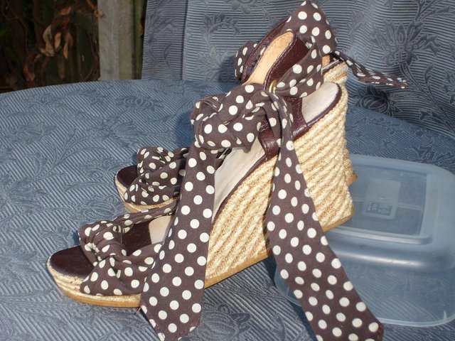 Image 3 of HOBBS Brown Spotty Espadrille Shoes – Size 5/38