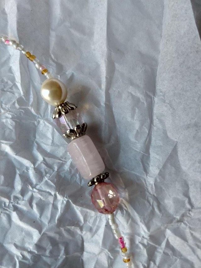 Image 2 of Long pink beaded necklace