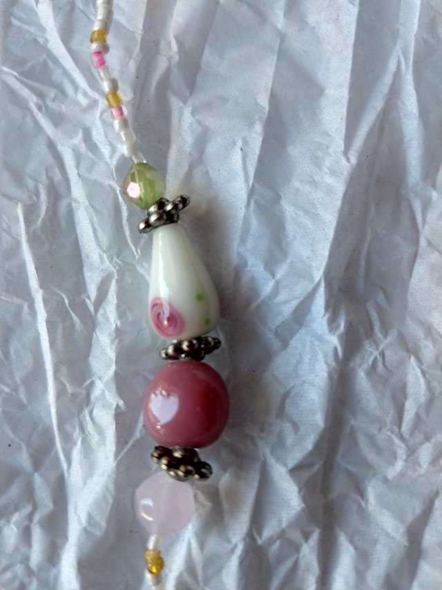 Image 4 of Long pink beaded necklace