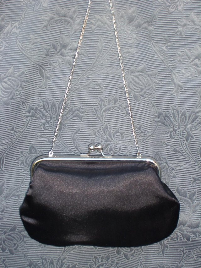 Image 4 of ACCESSORIZE Black Satin Bow Handbag/Clutch