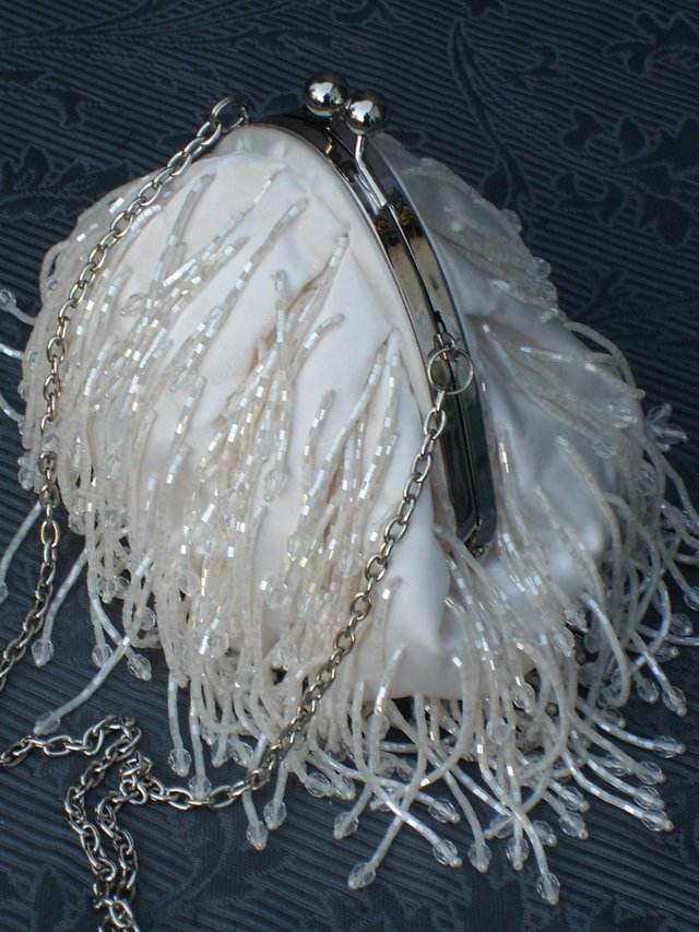 Image 2 of DEBUT White Bead Fringed Wedding Bag NEW!