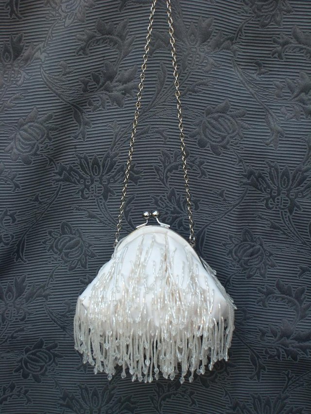Image 7 of DEBUT White Bead Fringed Wedding Bag NEW!