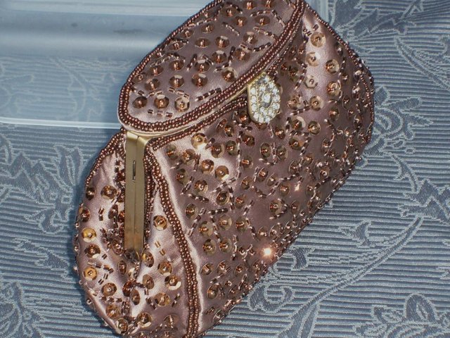 Image 6 of NEXT Pink/Bronze Beaded Bag/Clutch