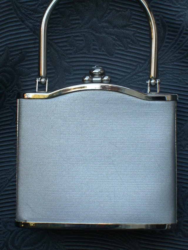 Image 5 of Silver Lamé Hard Shell Evening Bag