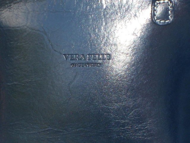 Image 5 of VERA PELLE Navy Leather Shoulder Bag