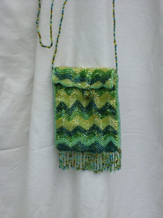 Image 5 of Cute Small Green Beaded Penny Purse/Handbag