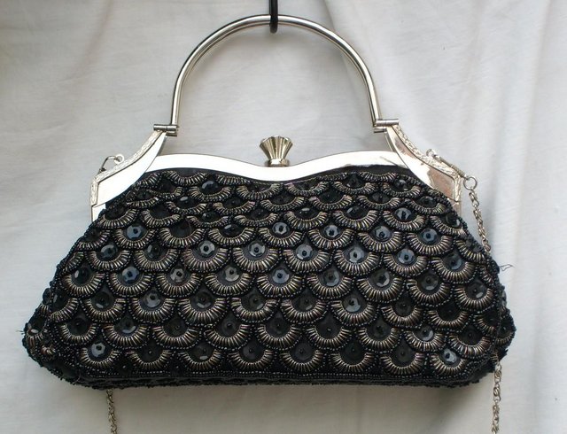 Image 4 of Black Snap Top Sequin Handbag