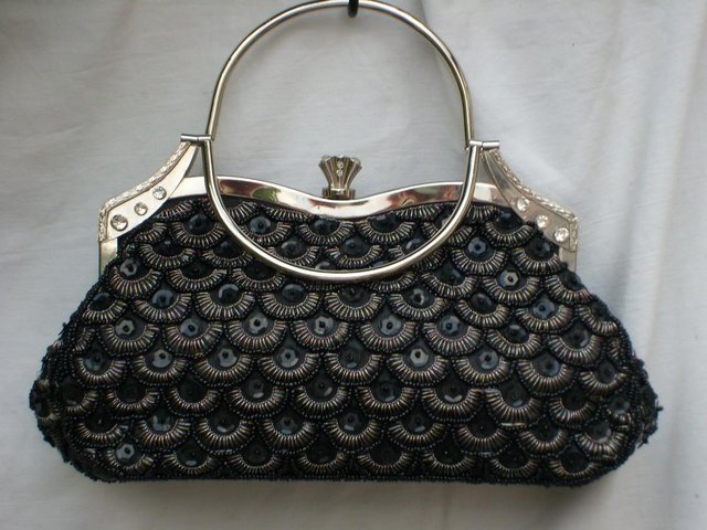 Image 5 of Black Snap Top Sequin Handbag