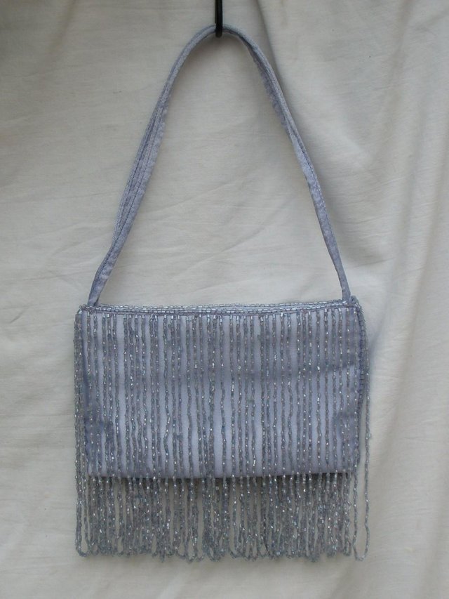 Image 5 of Accessorize Lilac Beaded Satin Handbag