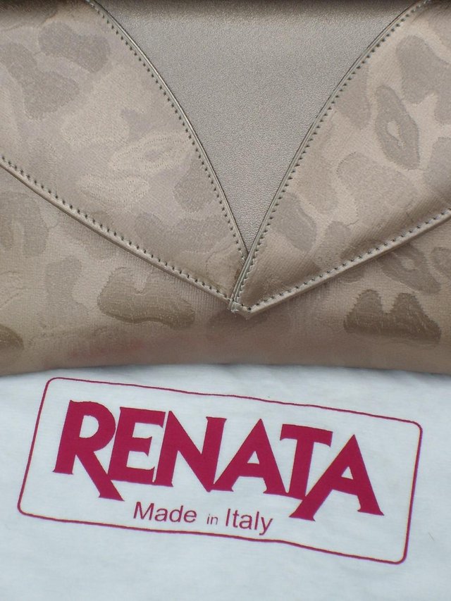 Image 4 of RENATA Gold Leather Envelope Clutch Bag NEW!