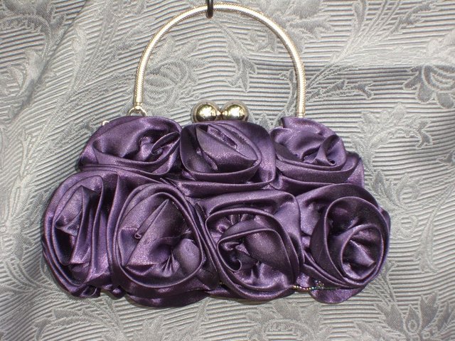 Image 6 of NEW LOOK Purple Satin Flower Handbag NEW!