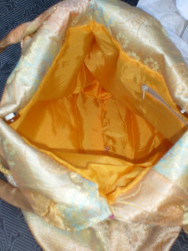 Image 5 of Oriental Style Gold Silk Shoulder Bag NEW