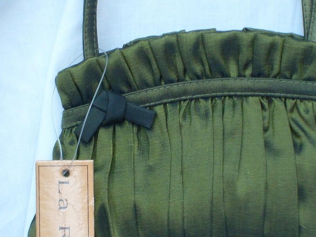 Image 4 of LA REGALE Green Satin Event Bag NEW WITH TAGS