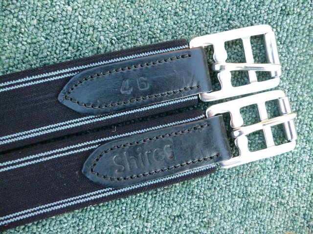 Image 2 of 46" Black Leather elasticated Atherstone girth