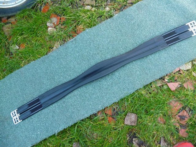 Preview of the first image of 46" Black Leather elasticated Atherstone girth.